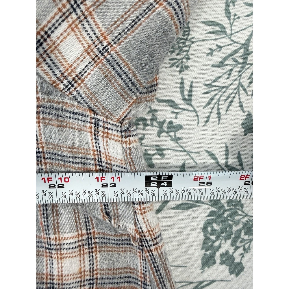 143 Story by Line Up Plaid Flannel Shirt Large Cotton Raw Frayed Hem Grunge - Picture 6 of 7